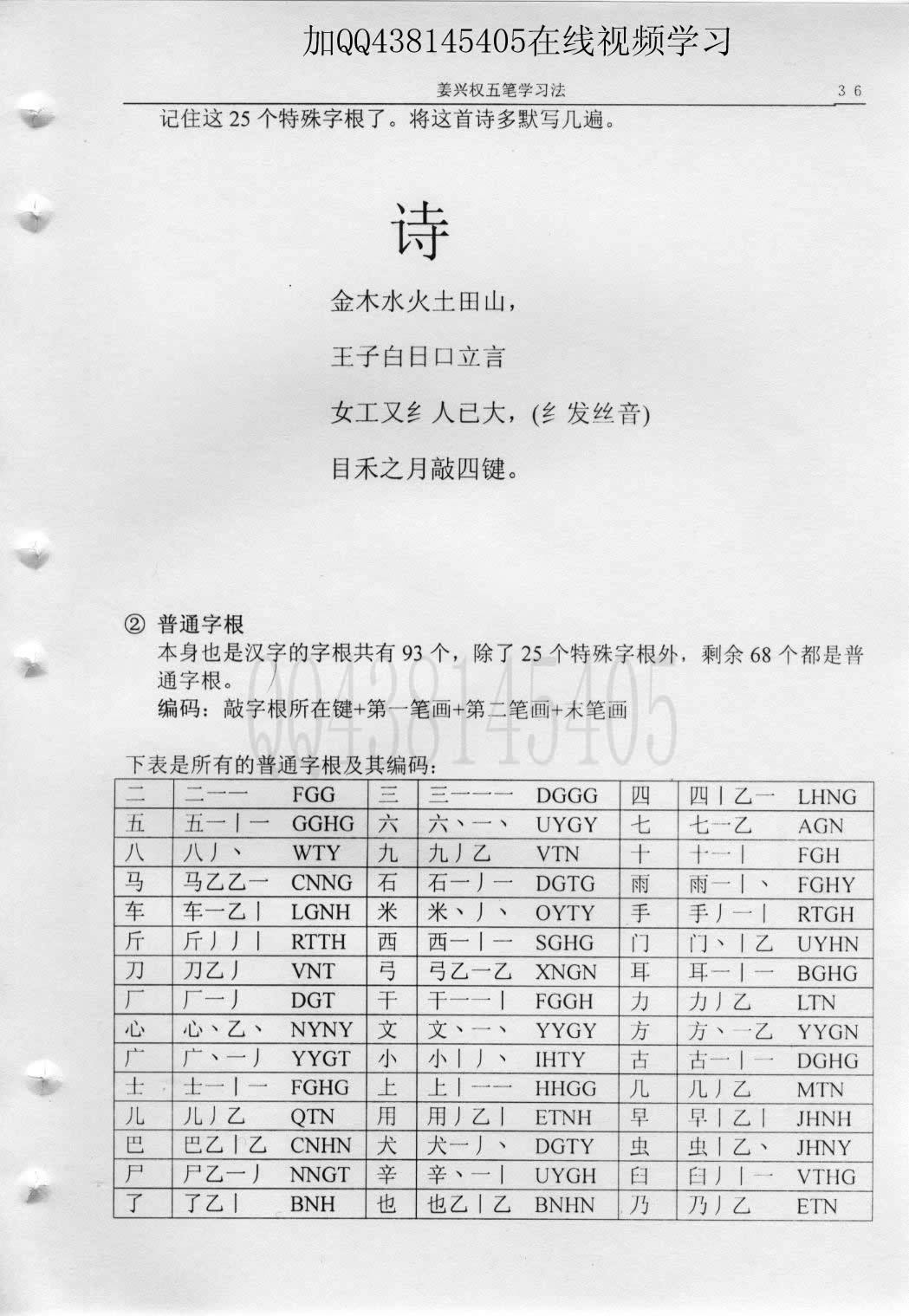 第4章第3节普通字根编码规则 — 教材插图